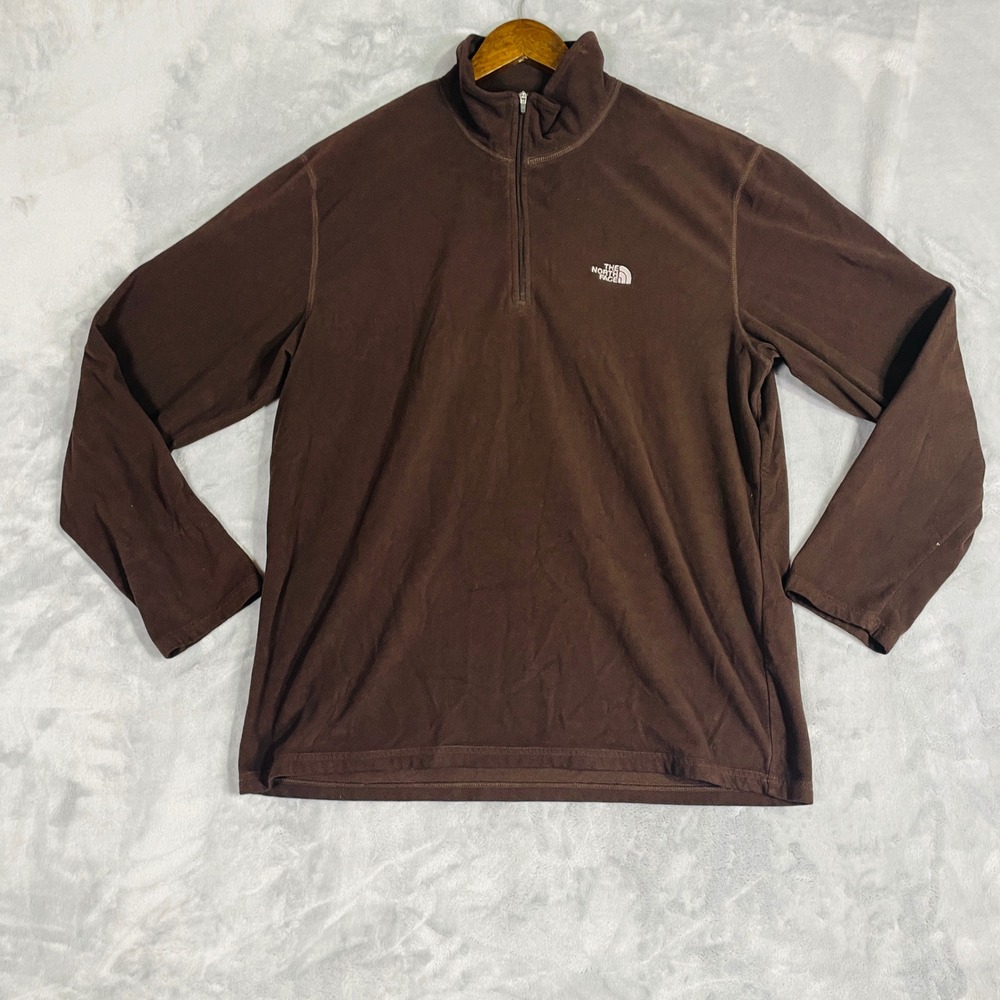 The North Face Fleece Pullover Mens XL Brown TKA 100 Quarter Zip